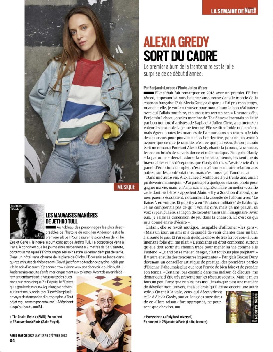 Publication Paris Match Alexia Gredy